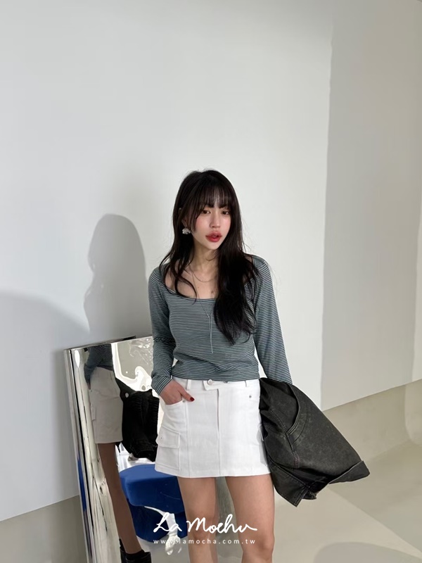 中腰銀釦雙口袋褲裙 (闆娘.花花清單)